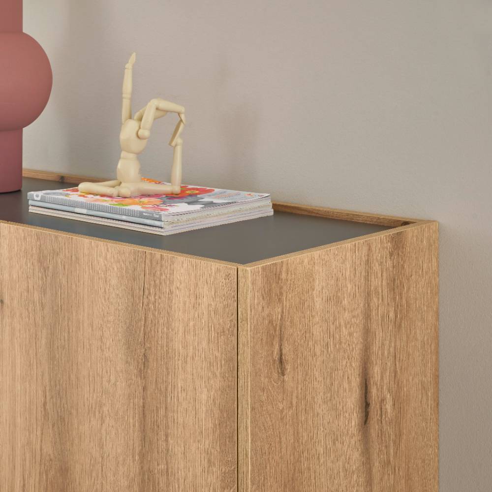 Sideboard in Wildeiche Optik und Anthrazit - Colomania
