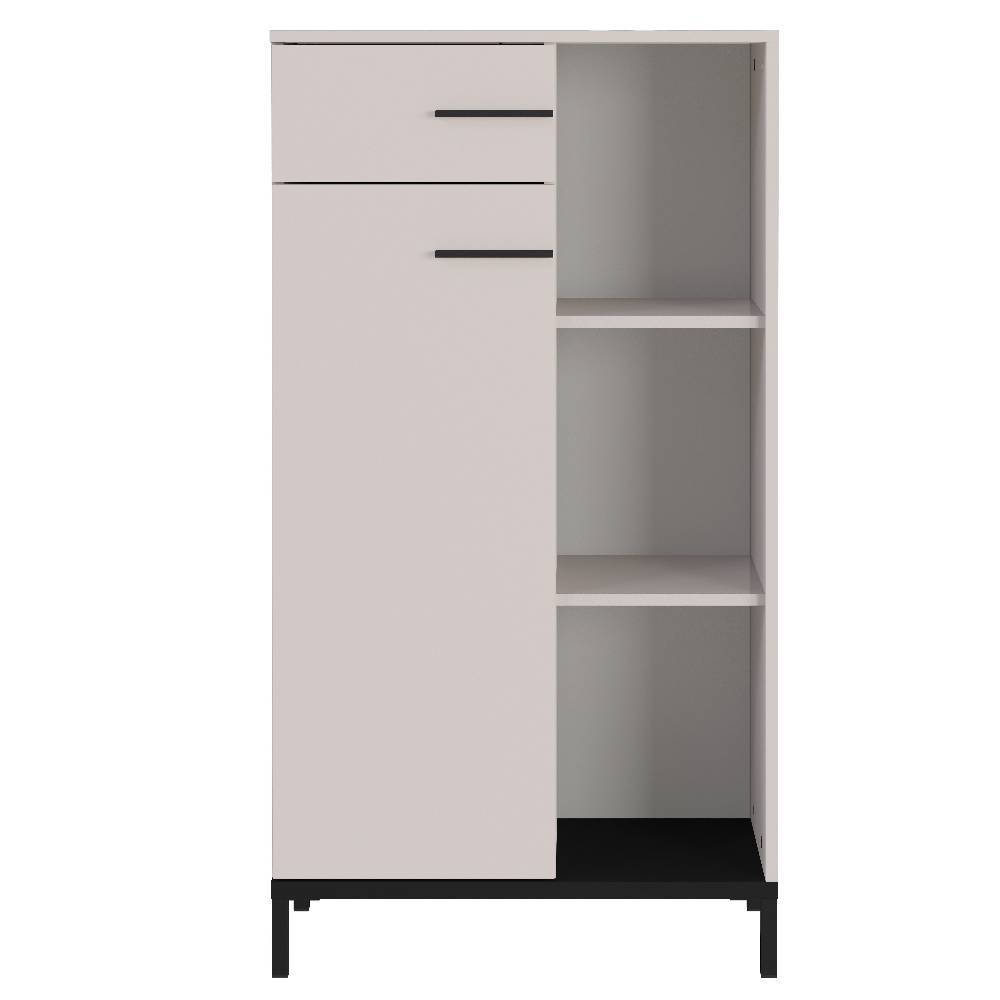 Office Highboard in Hellgrau mit Schwarz - Gidius