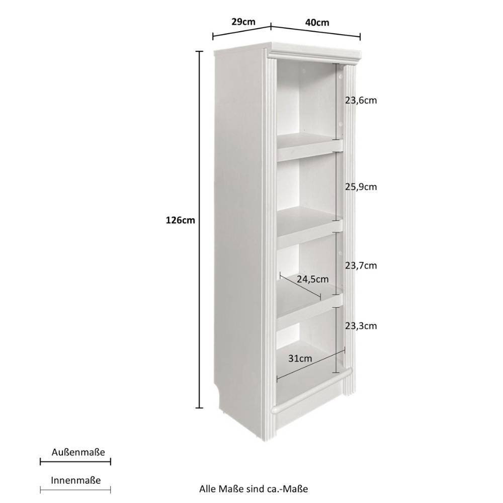 Regal in Dunkelbraun Maße und Abmessungen 126cm hoch 40cm breit für Flur – Nizina