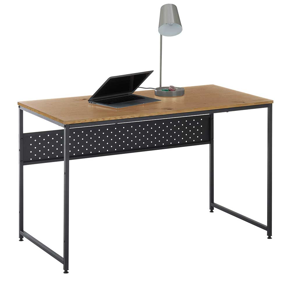 Schreibtisch in Wildeiche Optik und Schwarz - Caprera