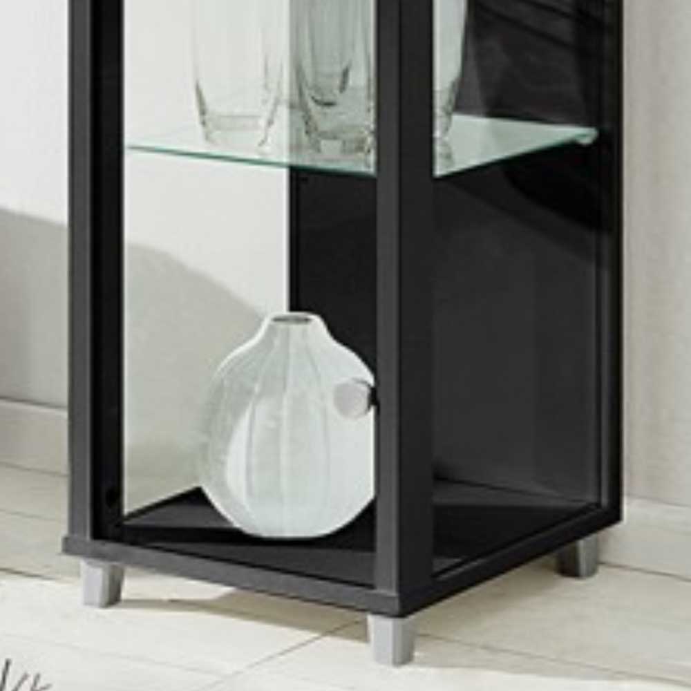 Moderne Standvitrine in Schwarz mit Glastür - Lanio