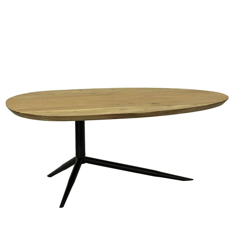 Retro-Style Couchtisch mit ovaler Holzplatte - Tyziona