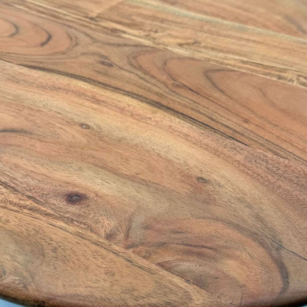 Runde Couchtischplatte aus massivem Akazienholz mit natürlicher Holzmaserung – Bojana