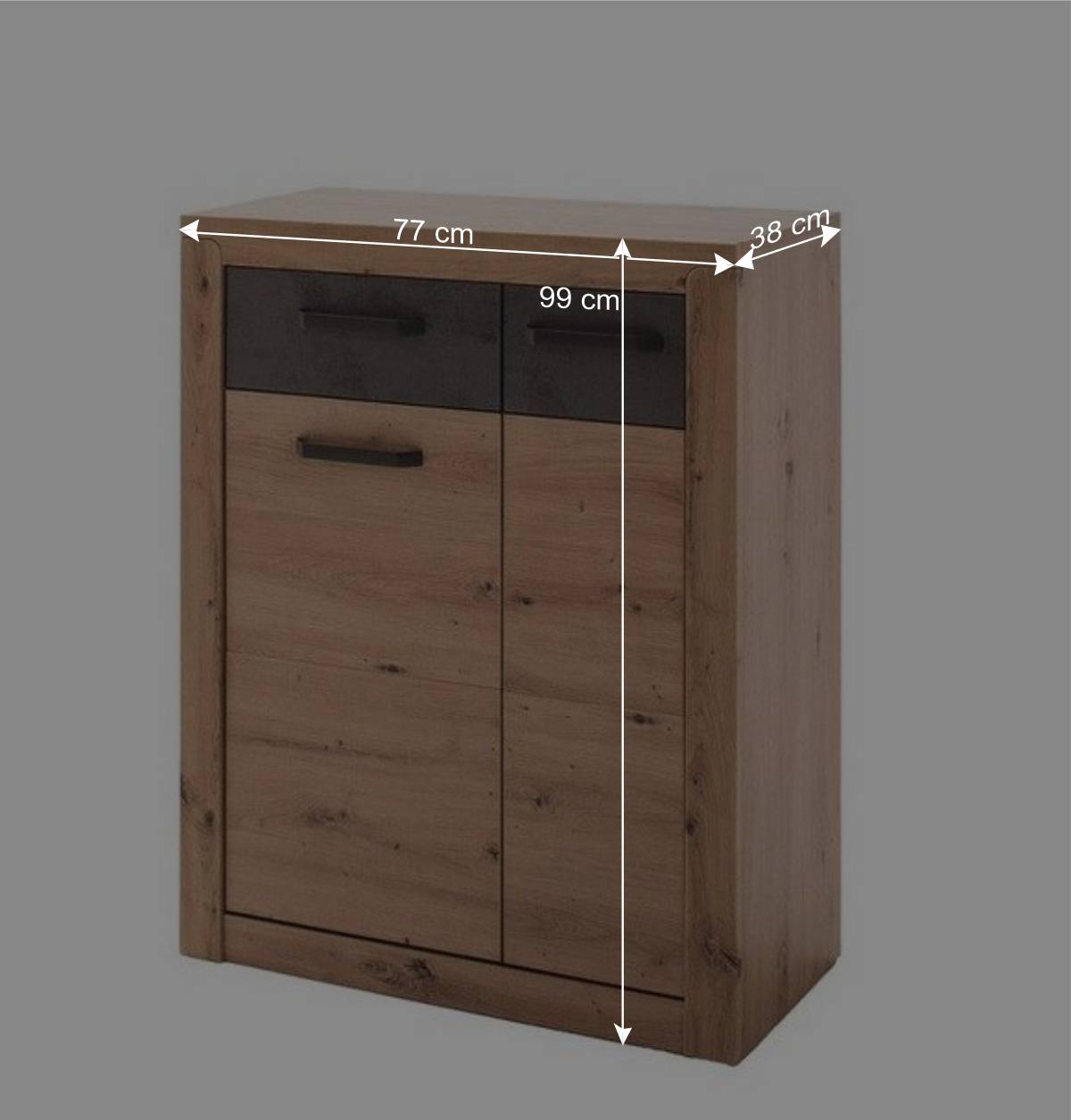 Schuhschrank in Wildeiche mit Dunkelgrau - Carry