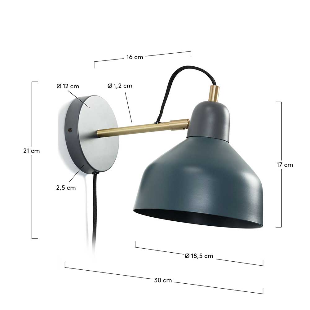 Wandlampe in Petrol & Grau - Eboniar