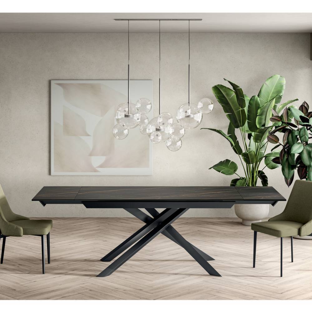 Ausziehtisch in Schwarz Braun Marmoroptik - Manicos