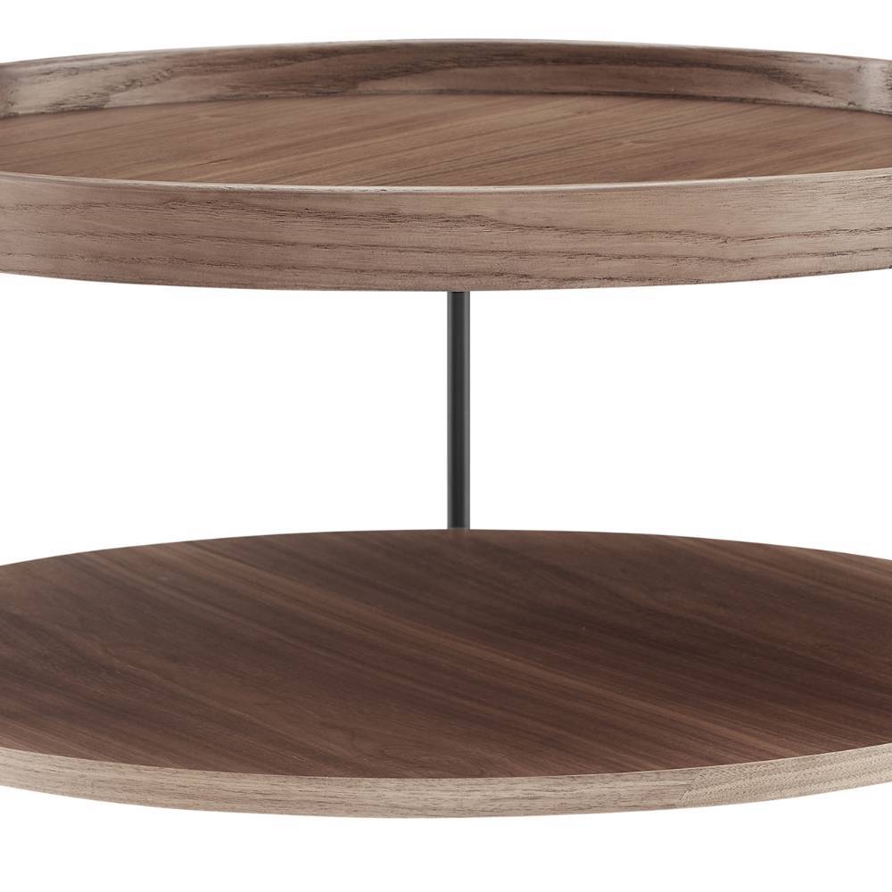 Runder Couchtisch mit Walnuss Furnier - Ezema