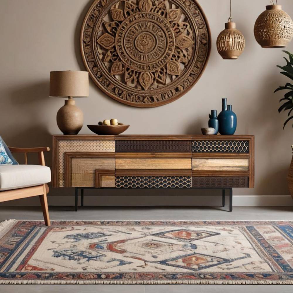 Design-Lowboard aus Mangobaum Massivholz - Teoloro