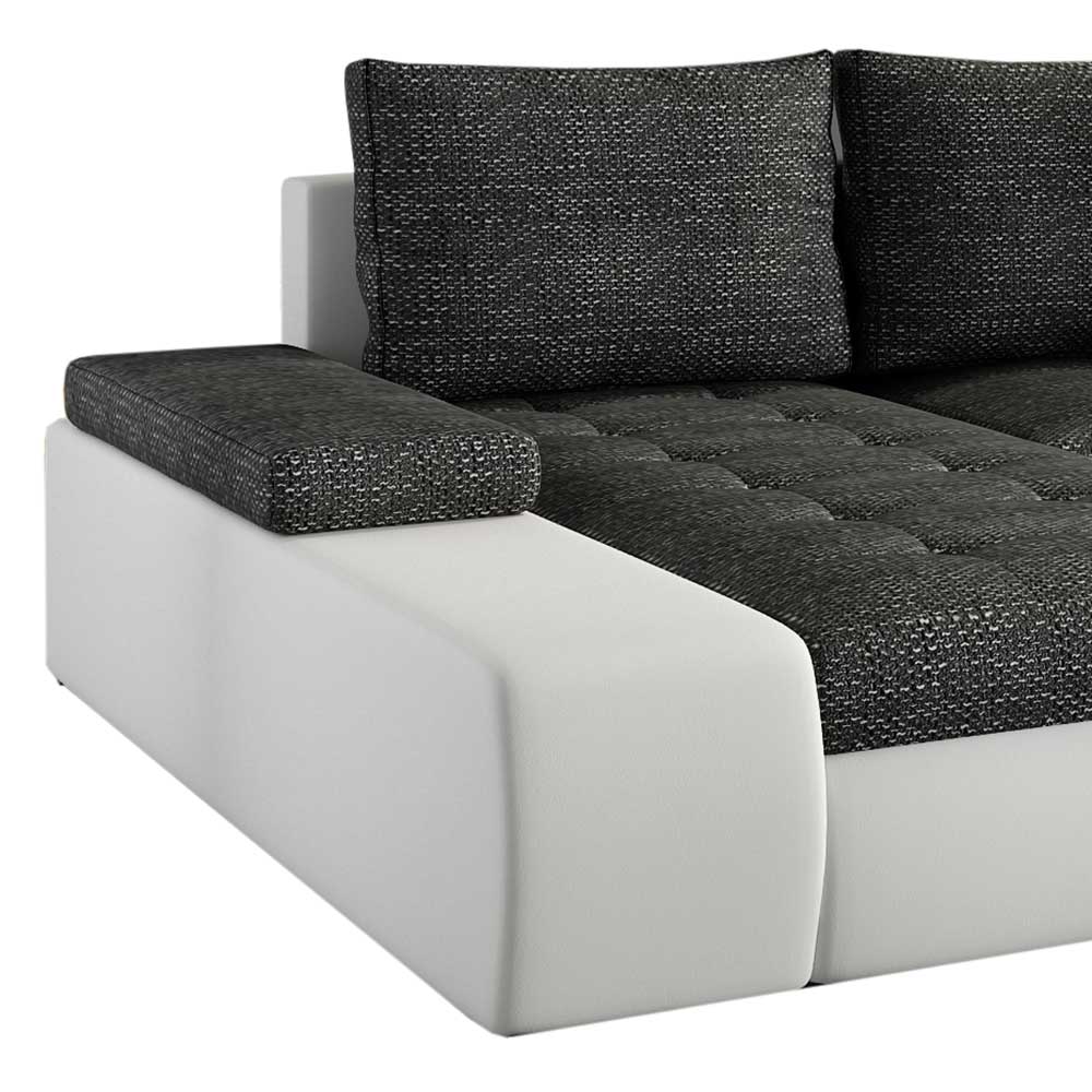 U-Sofa mit Bettfunktion in Dunkelgrau und Weiß - Mavorana