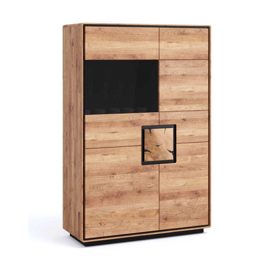 Highboard Vitrine aus Wildeiche Massivholz - Shipper