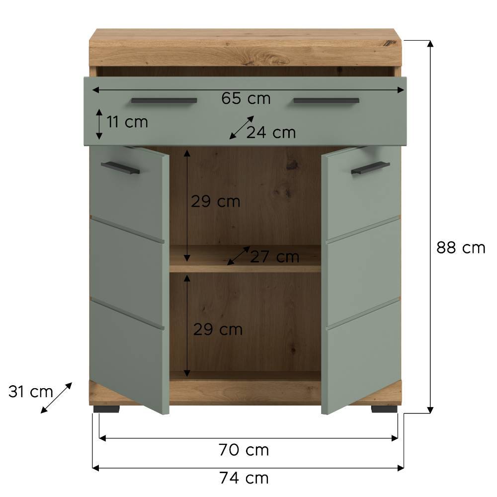 Badezimmer Vertiko in Salbeigrün - Tamdato