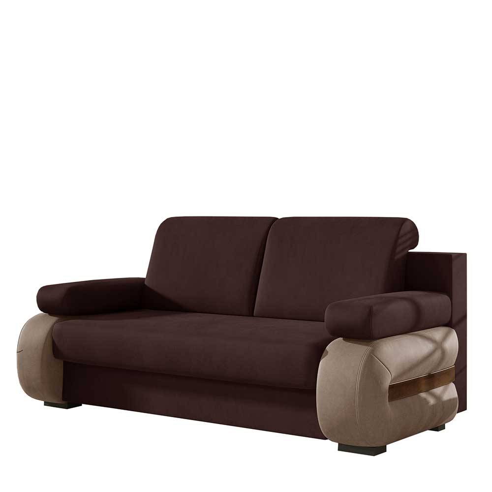 Federkern-Bettcouch in Dunkelbraun - Helina