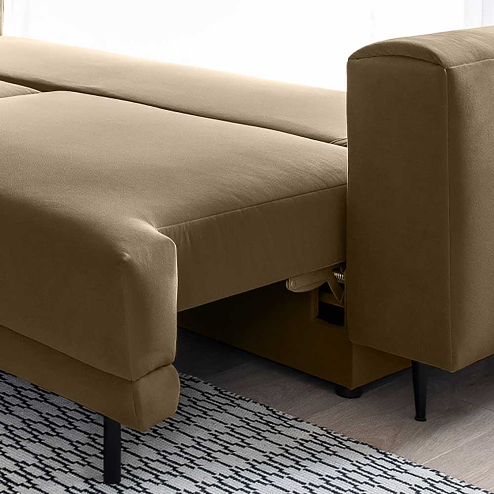 Funktionssofa in Beige Veloursbezug - Jamaica