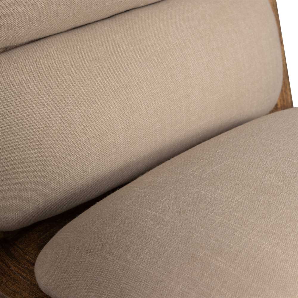 Akazienholz Sessel in Beige Boucle - Uriscano