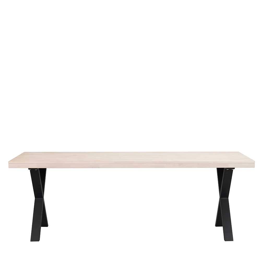 Tisch mit Whitewash Eichenplatte & X-Füßen - Durense