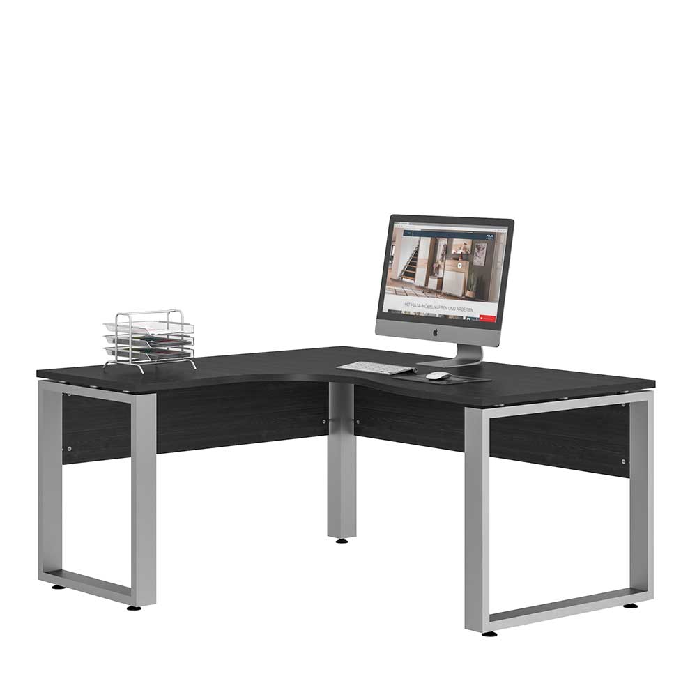 Winkel Schreibtisch in Eiche Grau Holzdekor - Xena