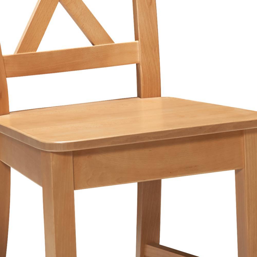 Holzstuhl aus heller Buche mit X-förmiger Rückenlehne im Landhausstil – Pena
