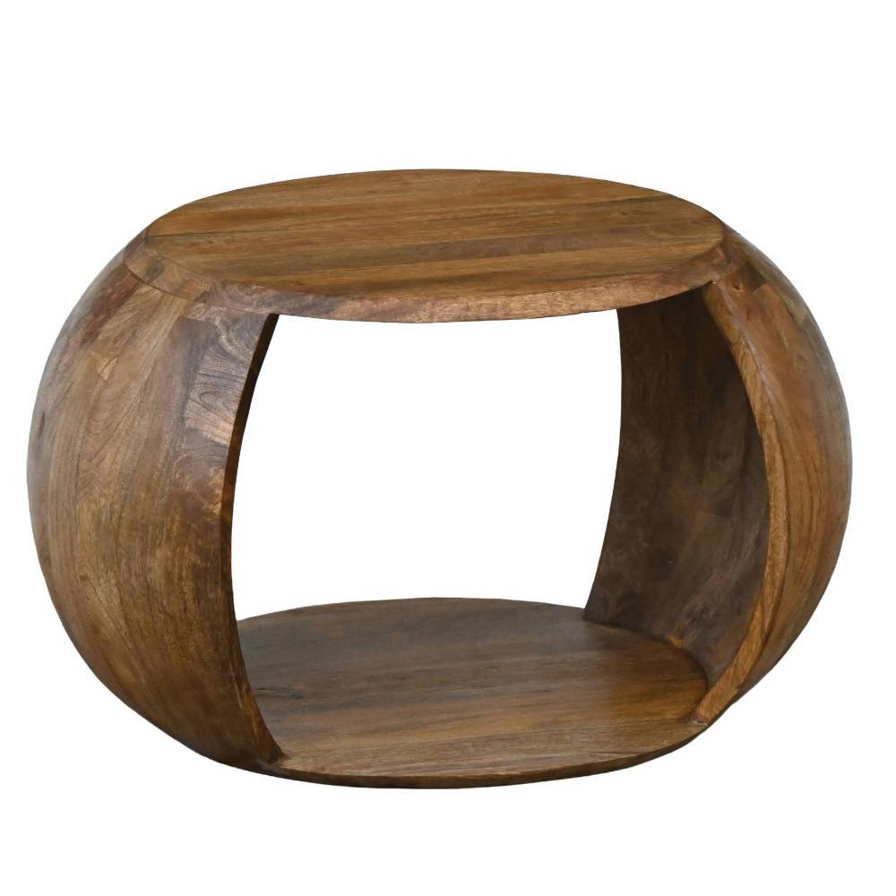 Couchtisch aus Mangoholz mit zweiseitig offener Fassform – Icana