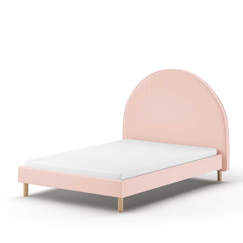 Gepolstertes Bett mit Boucle Bezug in Rosa - Skylab