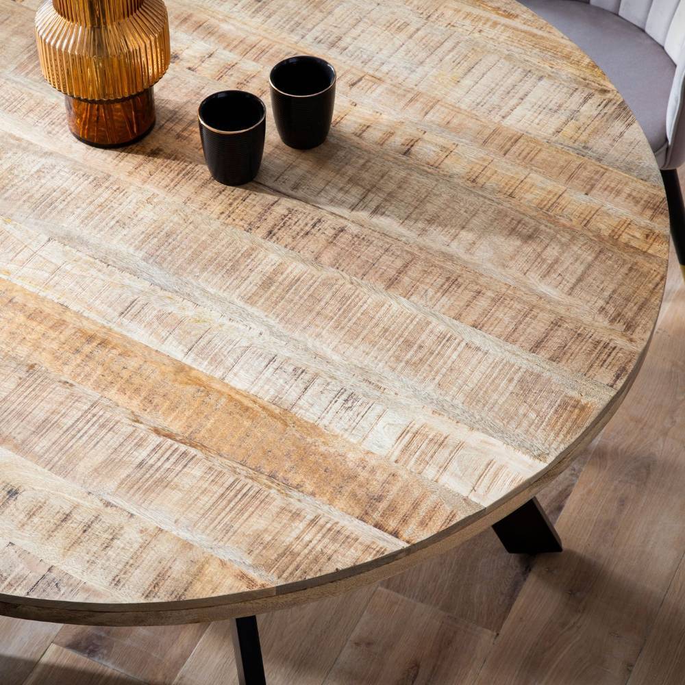 Runder Esstisch aus Mangoholz Naturfarben - Rumcania