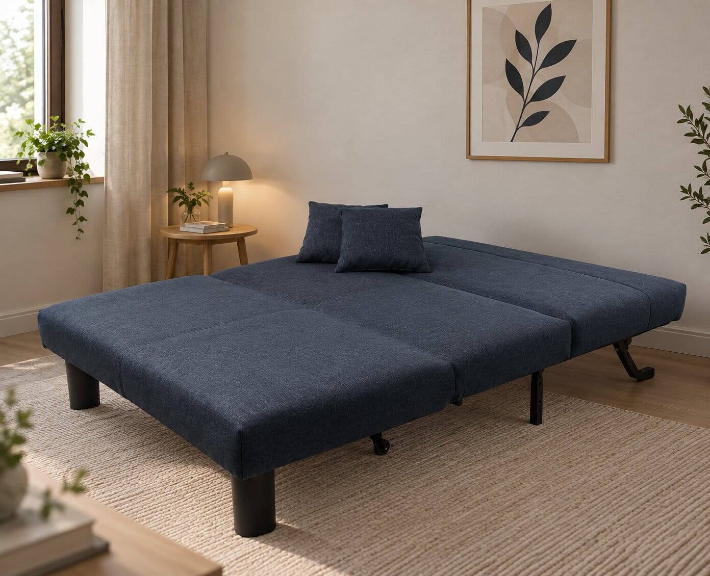 Faltcouch in Blau und Schwarz - Usedita