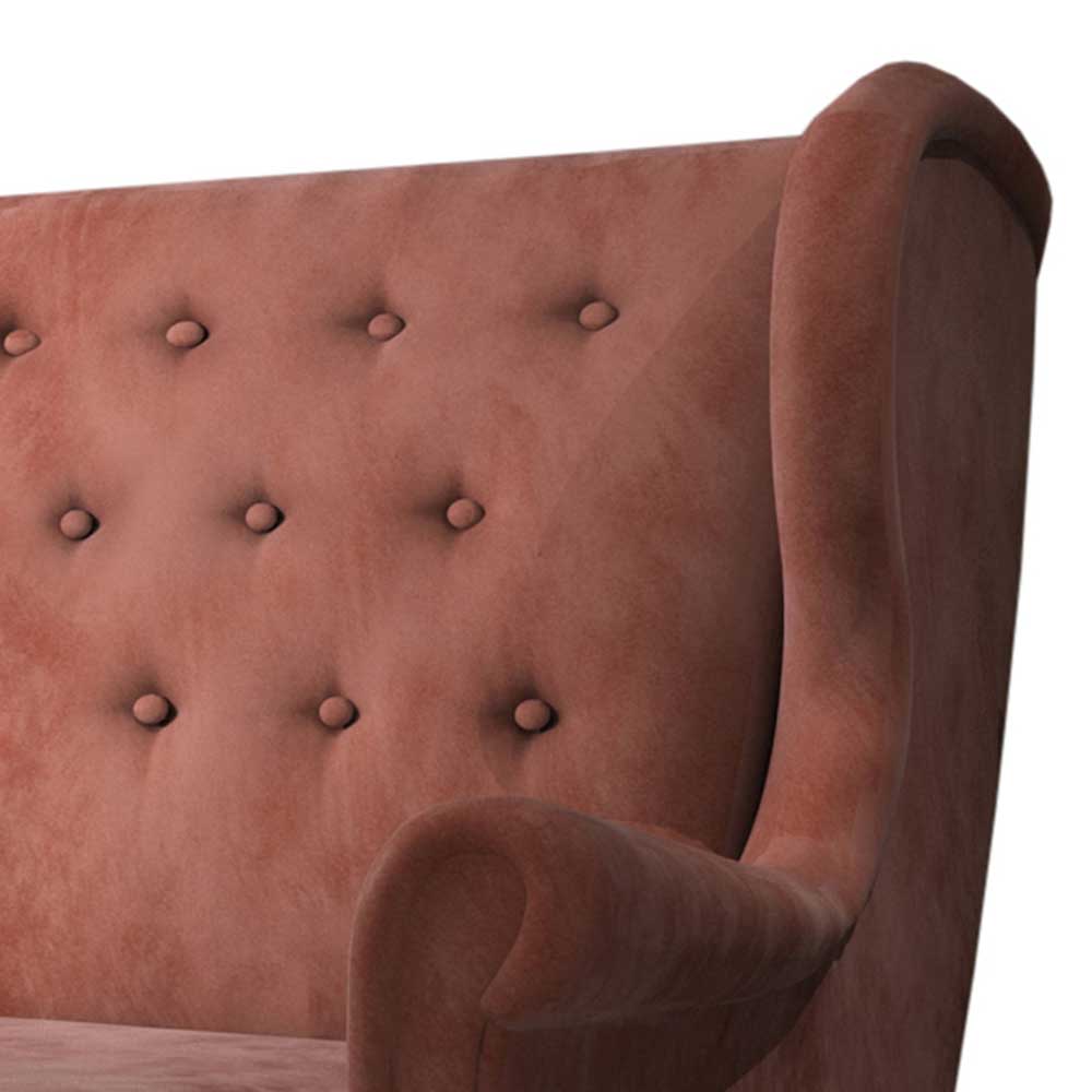 Ohrensofa in Rosenholz Veloursbezug - Kenzy