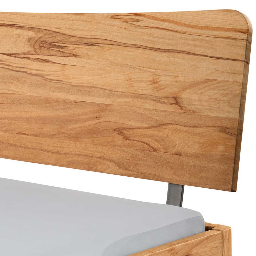 Modernes Holzbett aus Wildbuche mit Metallbeinen - Viverone