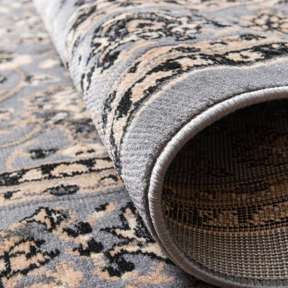 Orientalisch gemusterter Teppich in Grau & Creme - Granado