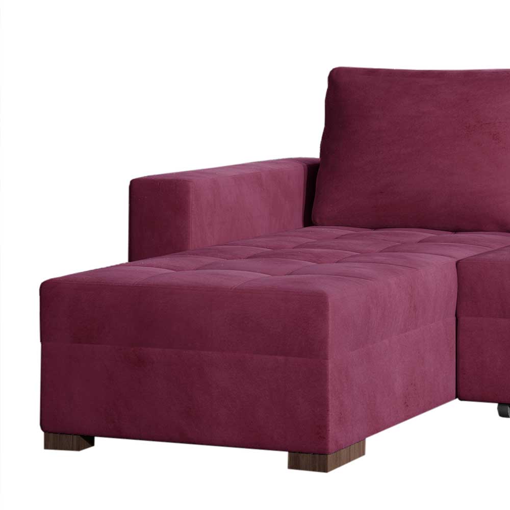 Eckschlafsofa in Bordeaux Rot Samt - Adelisa