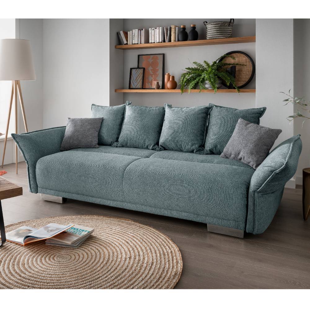 XXL Schlafsofa in Mint Stoffbezug - Lourettes