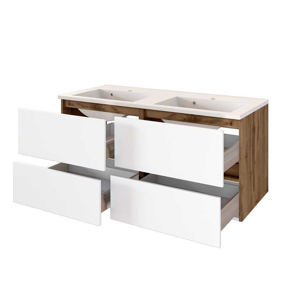 120 cm Doppel-Waschtisch & Spiegelschrank - Maklesa (zweiteilig)