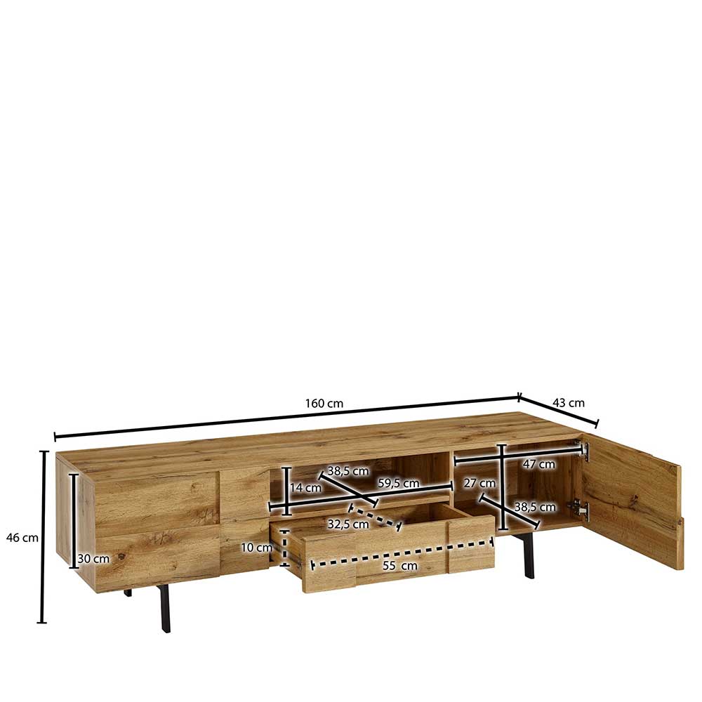 Designer TV Unterschrank in Eiche Optik - Tiorondo
