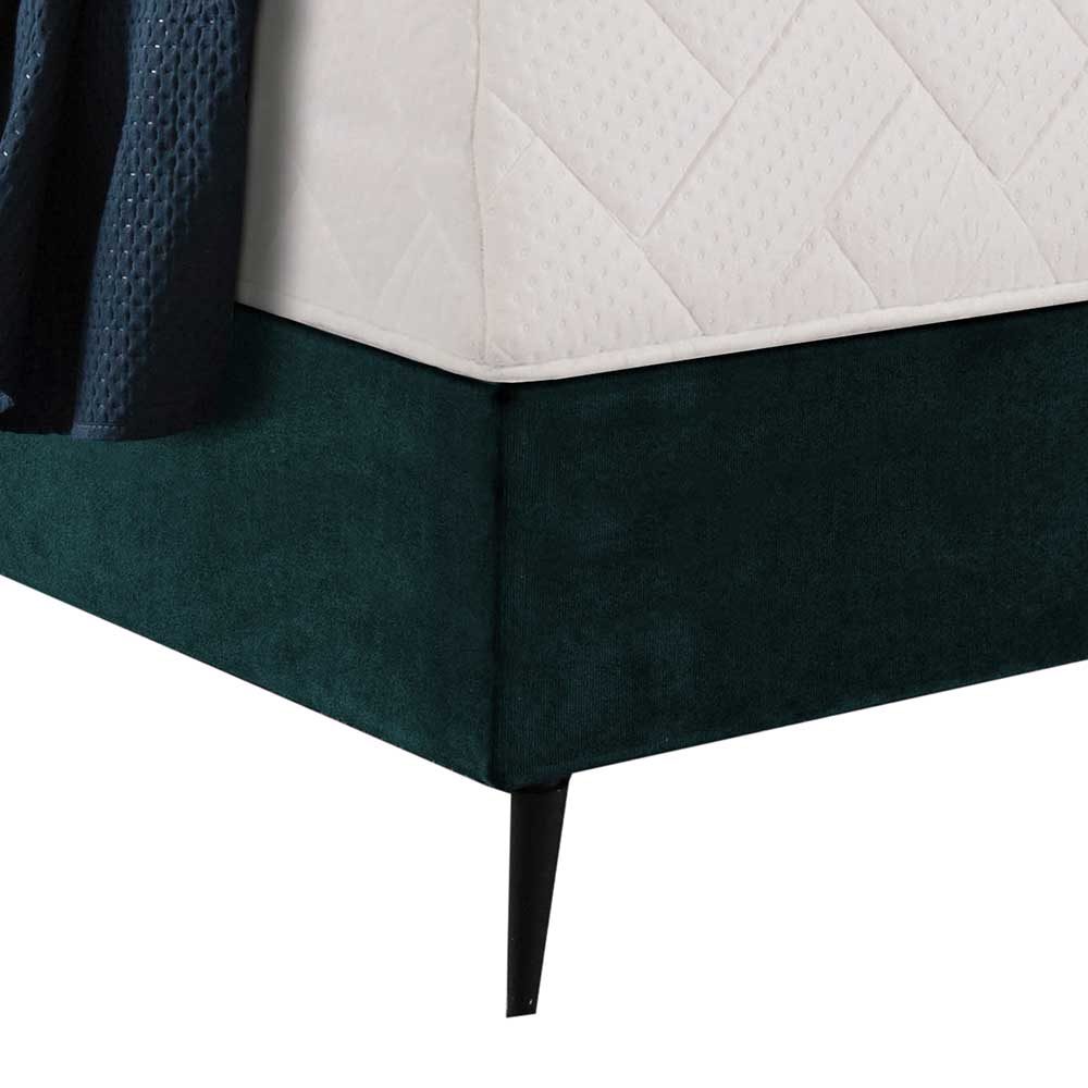 Springboxbett in Petrol Blau Stoff - Custon