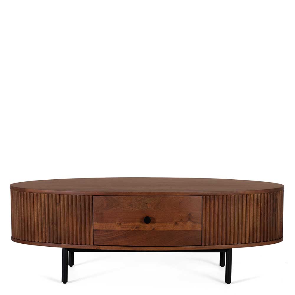 Ovaler Retro Couchtisch mit einer Schublade - Chalil