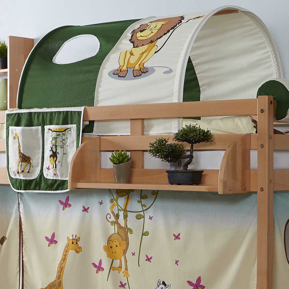 90x200 Kinderzimmer Stockbett aus Buche Natur - Trapany