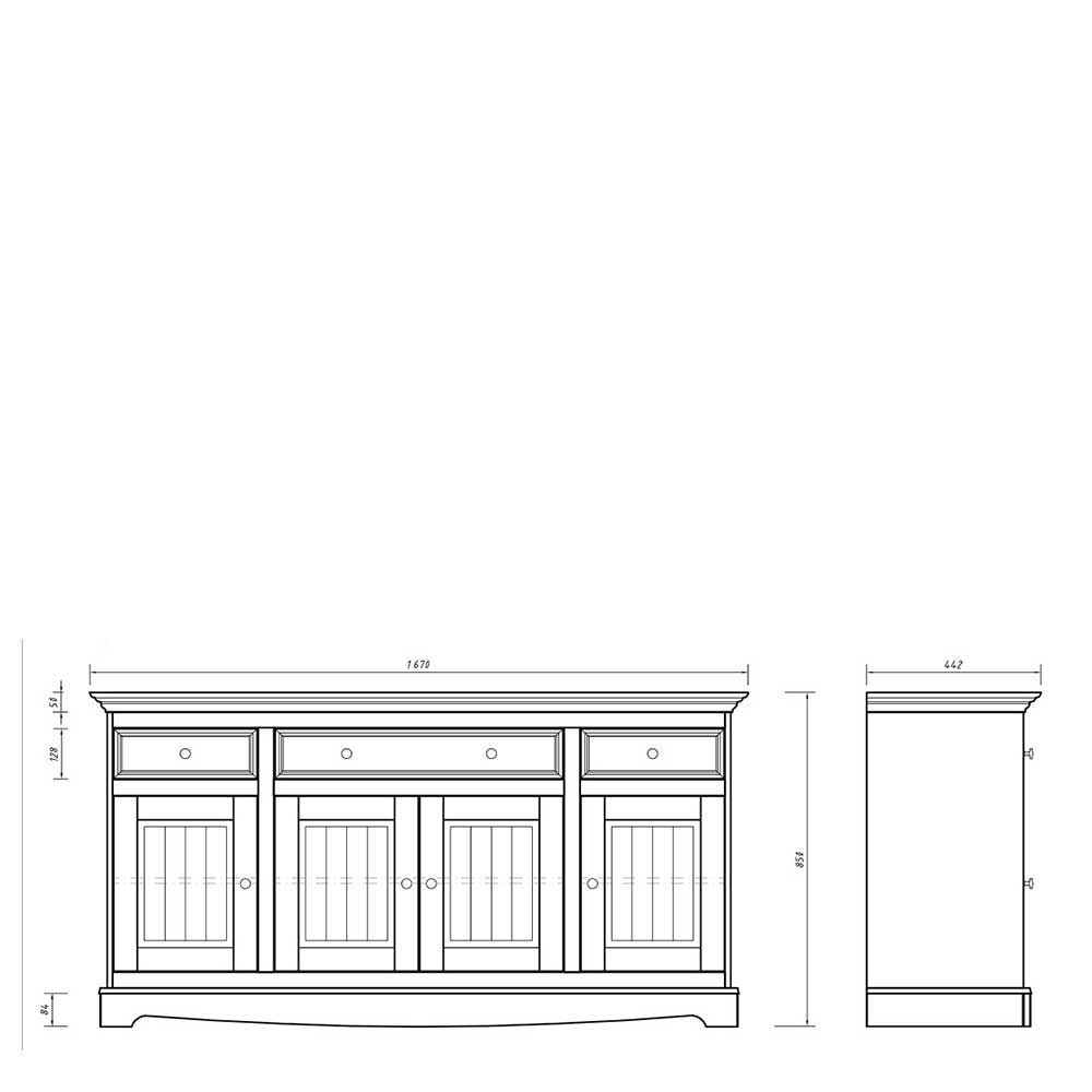 Landhaus Anrichte in Weiß lackiert - Indico