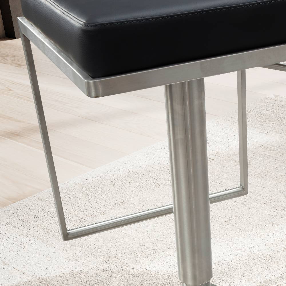 Design Barhocker in Schwarz und Silber - Hallein