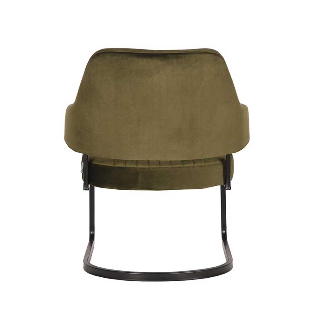 Freischwinger Sessel in Oliv Grün Samt - Tender