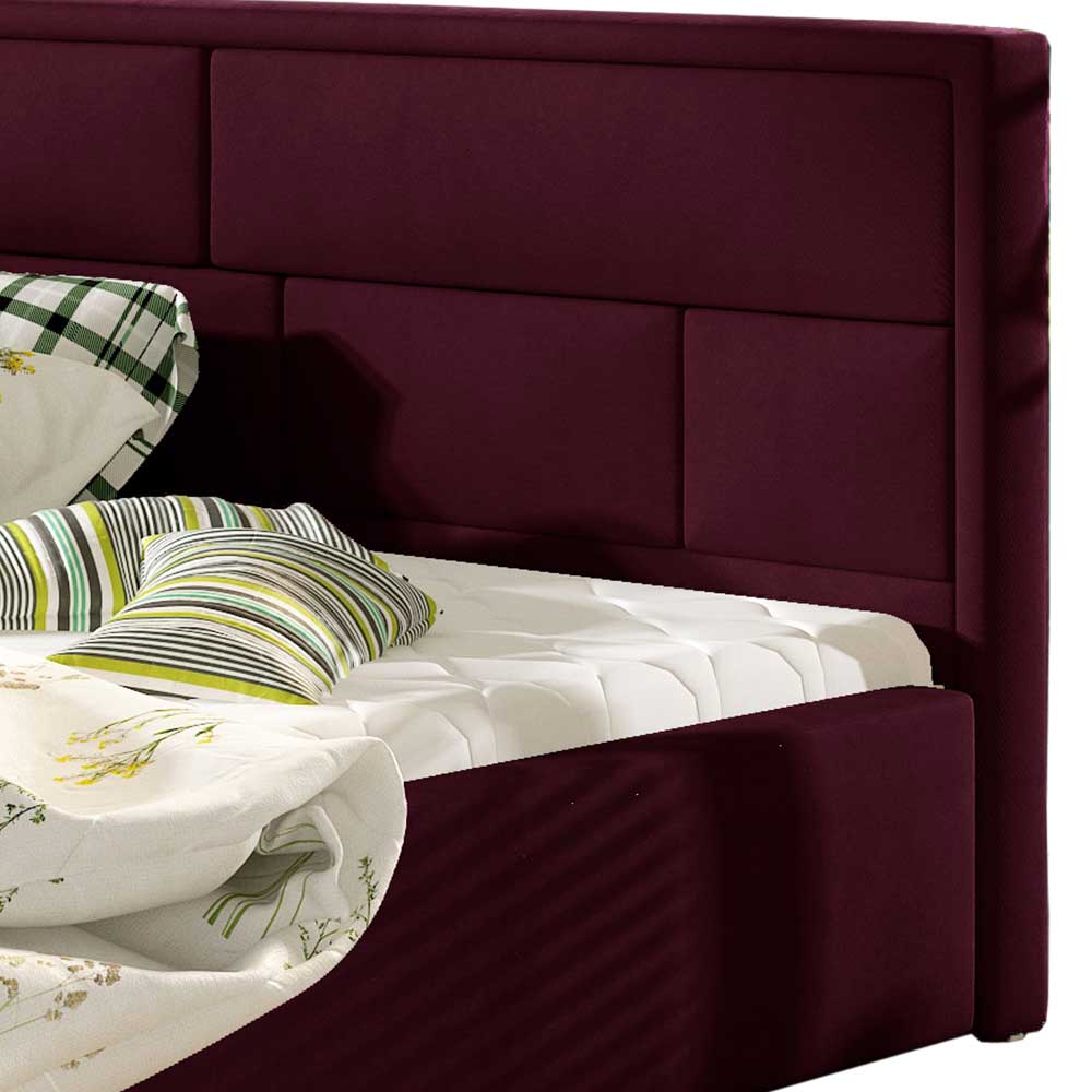 Samt Doppelbett in Bordeaux Rot - Lelolenilia