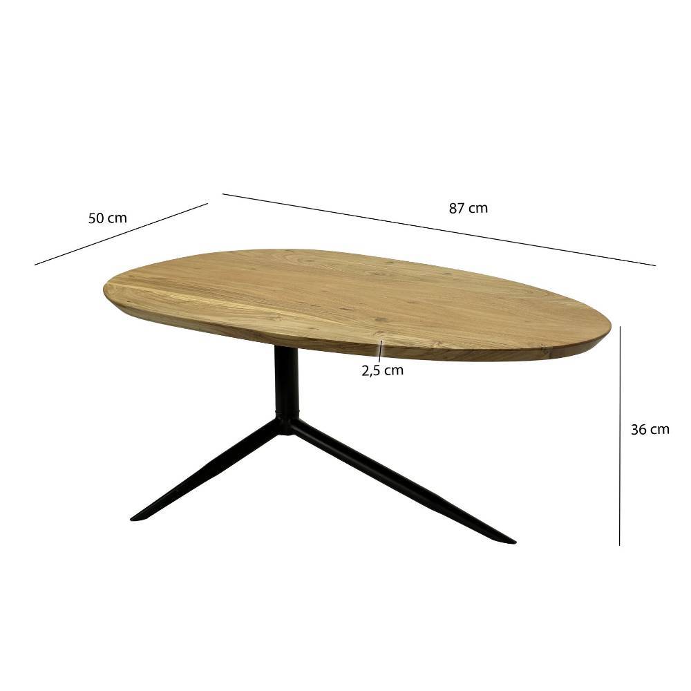 Retro-Style Couchtisch mit ovaler Holzplatte - Tyziona