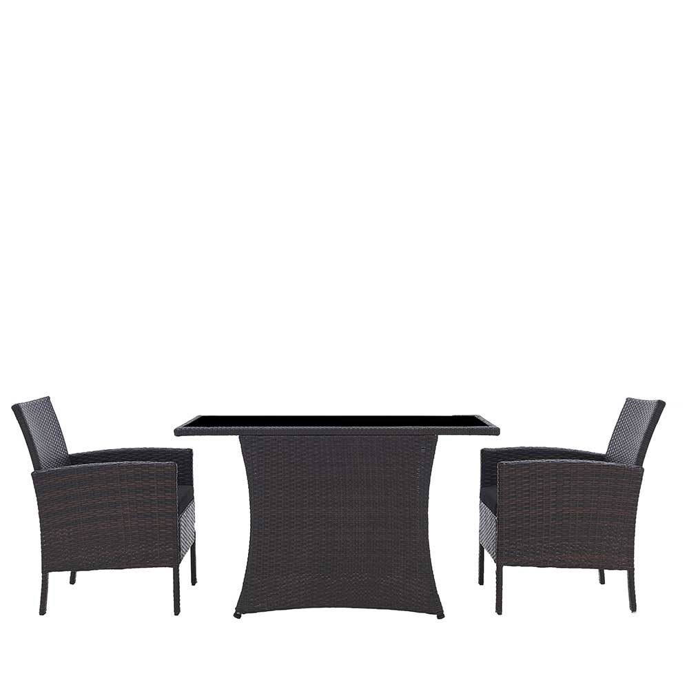 Polyrattan Tischgruppe für 2 Personen - Eneriffo (dreiteilig)