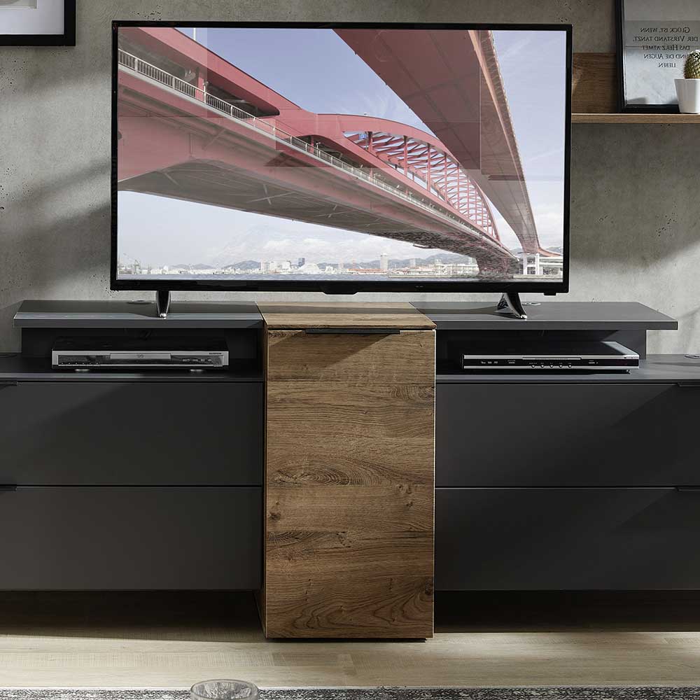 Set Wohnzimmer Anbauwand mit TV Aufsatz - Nivita (sechsteilig)