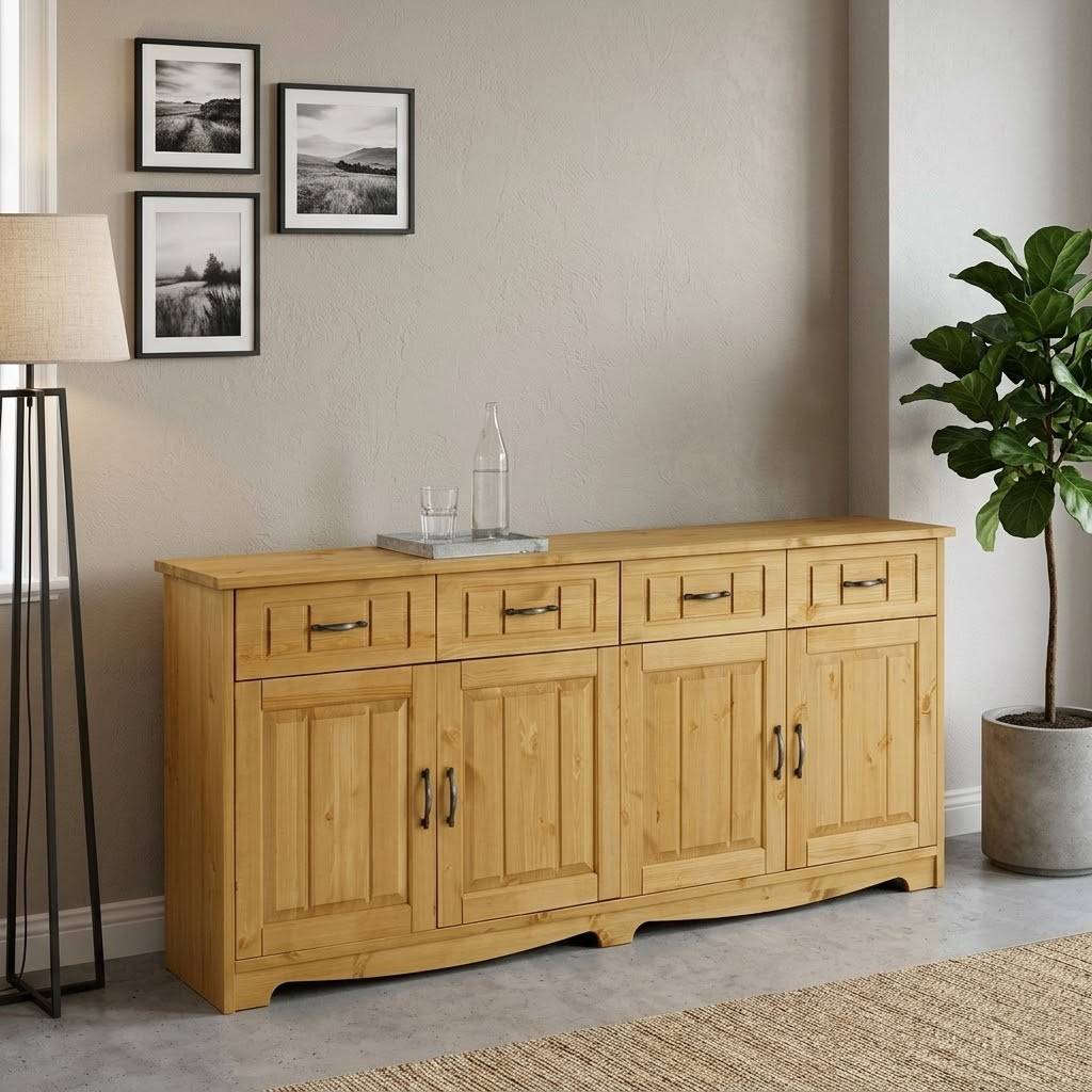 194x89x37 Holz Sideboard aus Kiefer Natur - Vanpos