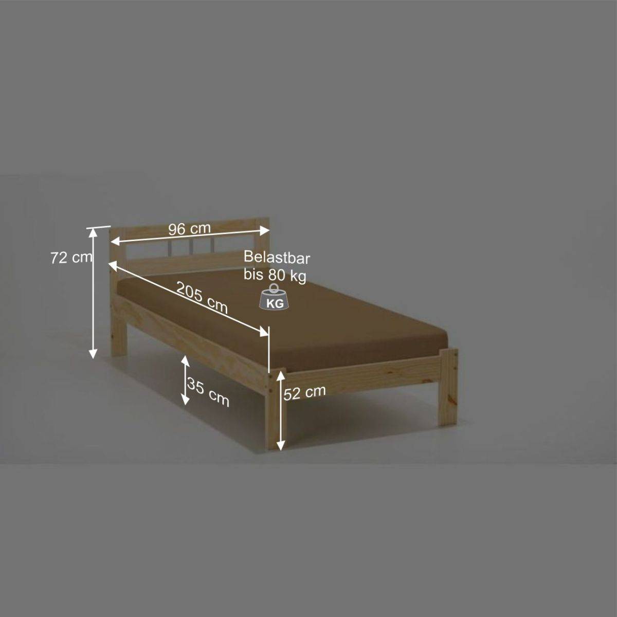 Einzelbett Nabrosia aus Kiefer Massivholz