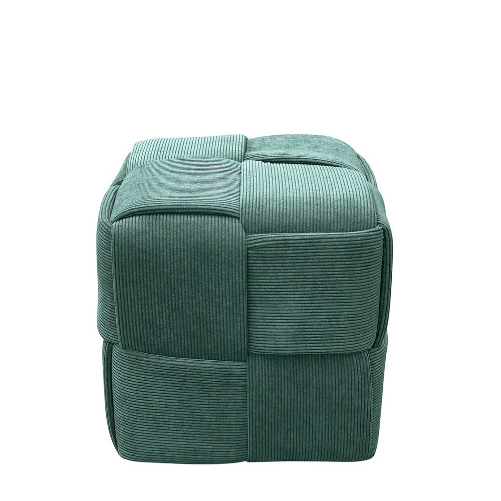 Cord Pouf in Dunkelgrün - Glory
