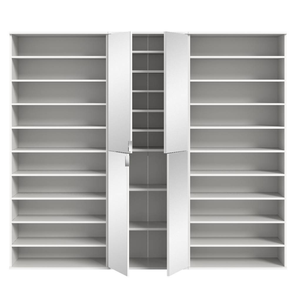 Schuhregal Duo und Spiegelschrank Set - Ejulia (dreiteilig)