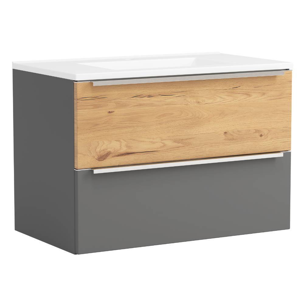 80cm Waschtisch mit Mineralgussbecken in Mattgrau - Reill