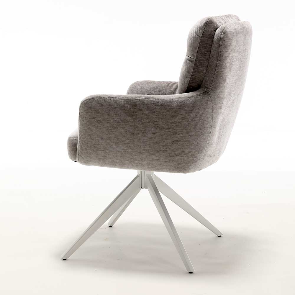 Esstisch Drehstuhl in Taupe und Weiß - Sarduna (2er Set)