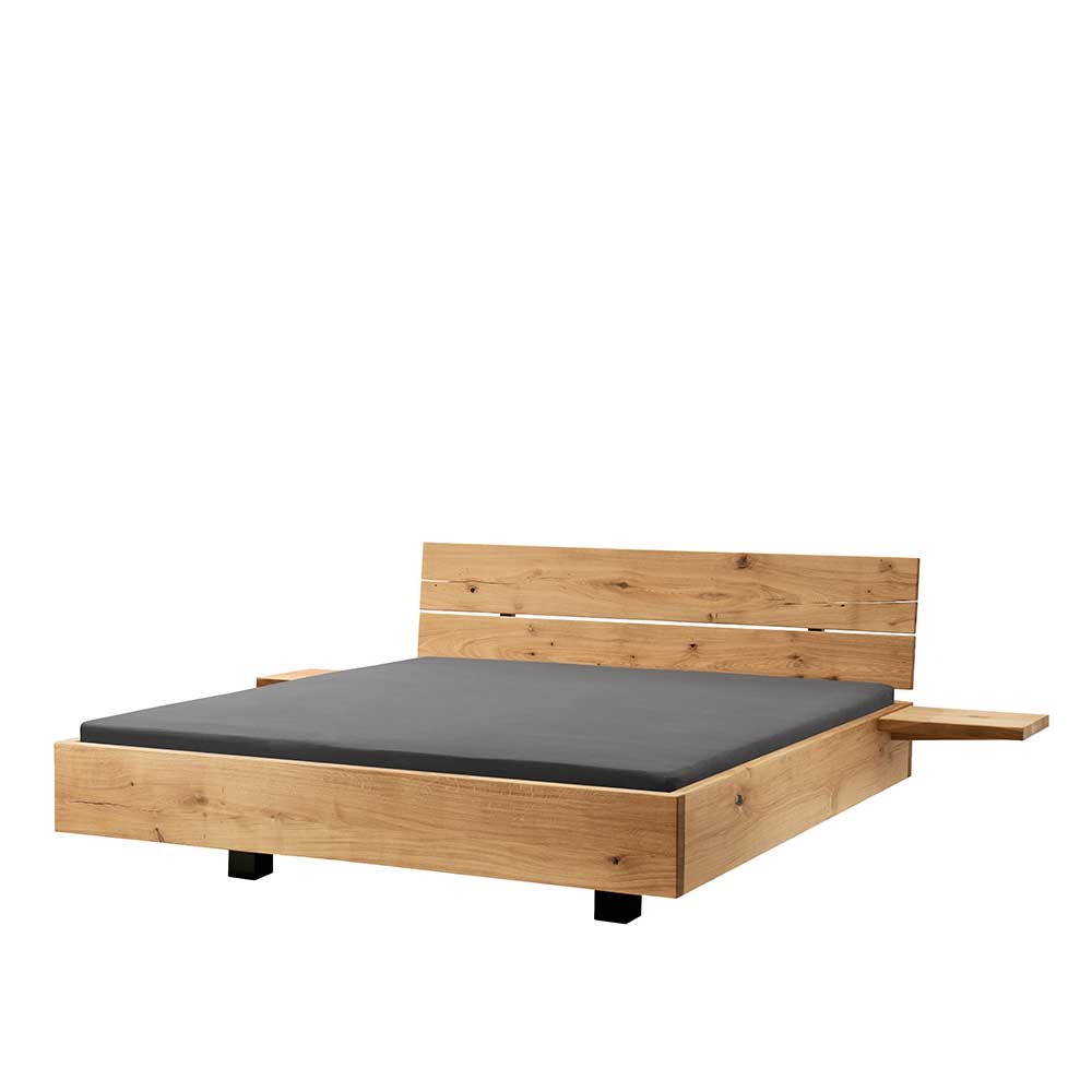 140x200 Wildeiche Bett in Schwebeoptik - Comrinaca (dreiteilig)