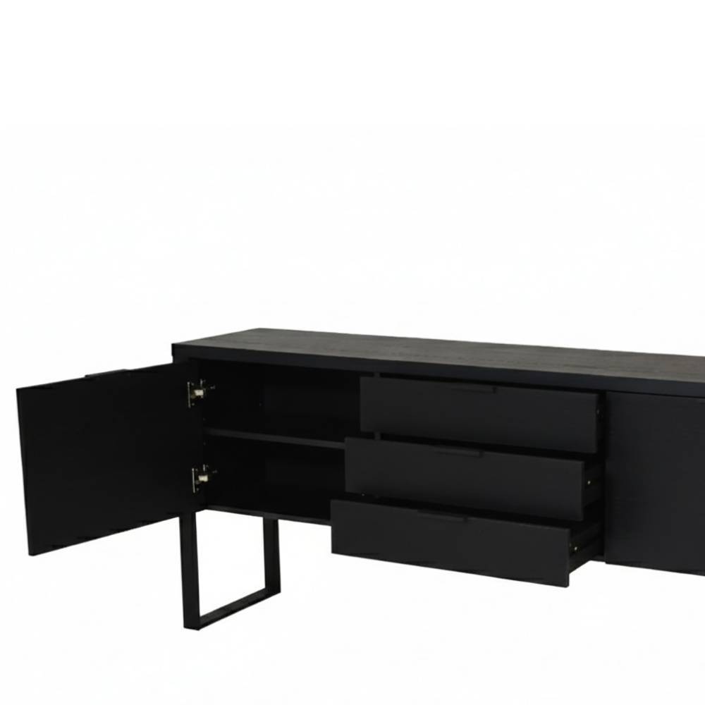 Industrial Sideboard in Holzoptik Schwarz - Ailunaro